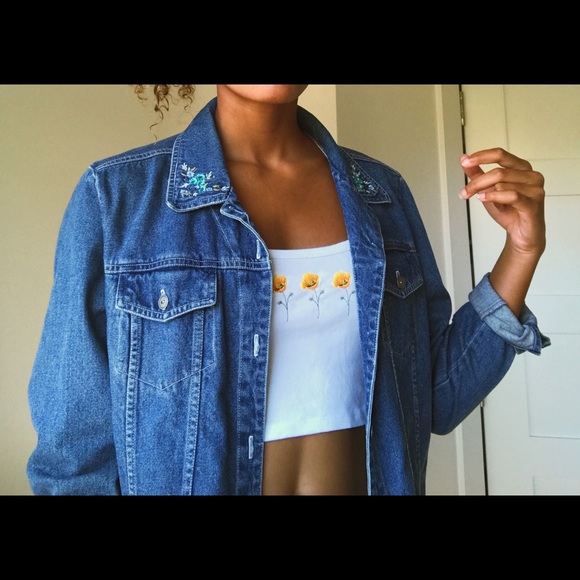 Brandy Melville Jackets & Blazers - embroidered jean/denim jacket